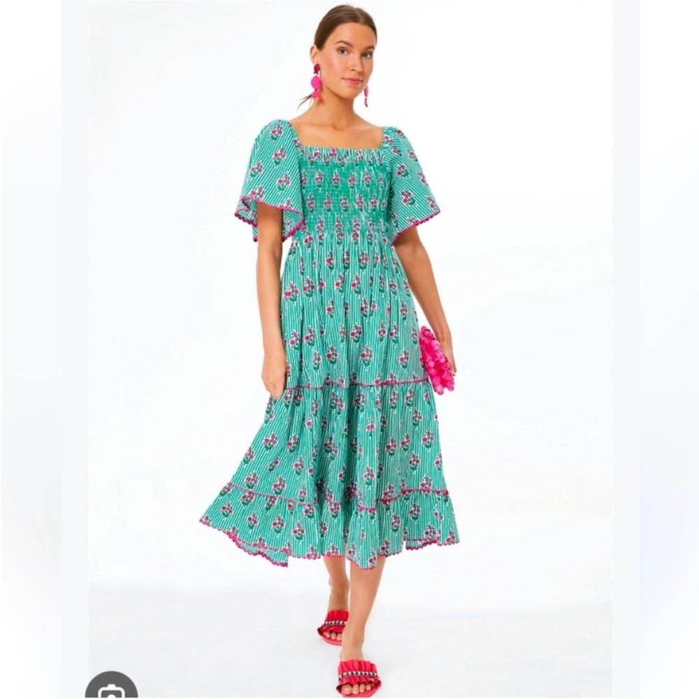 Tuckernuck Pink Floral Smocked Midi Dress - Picture 7 of 7